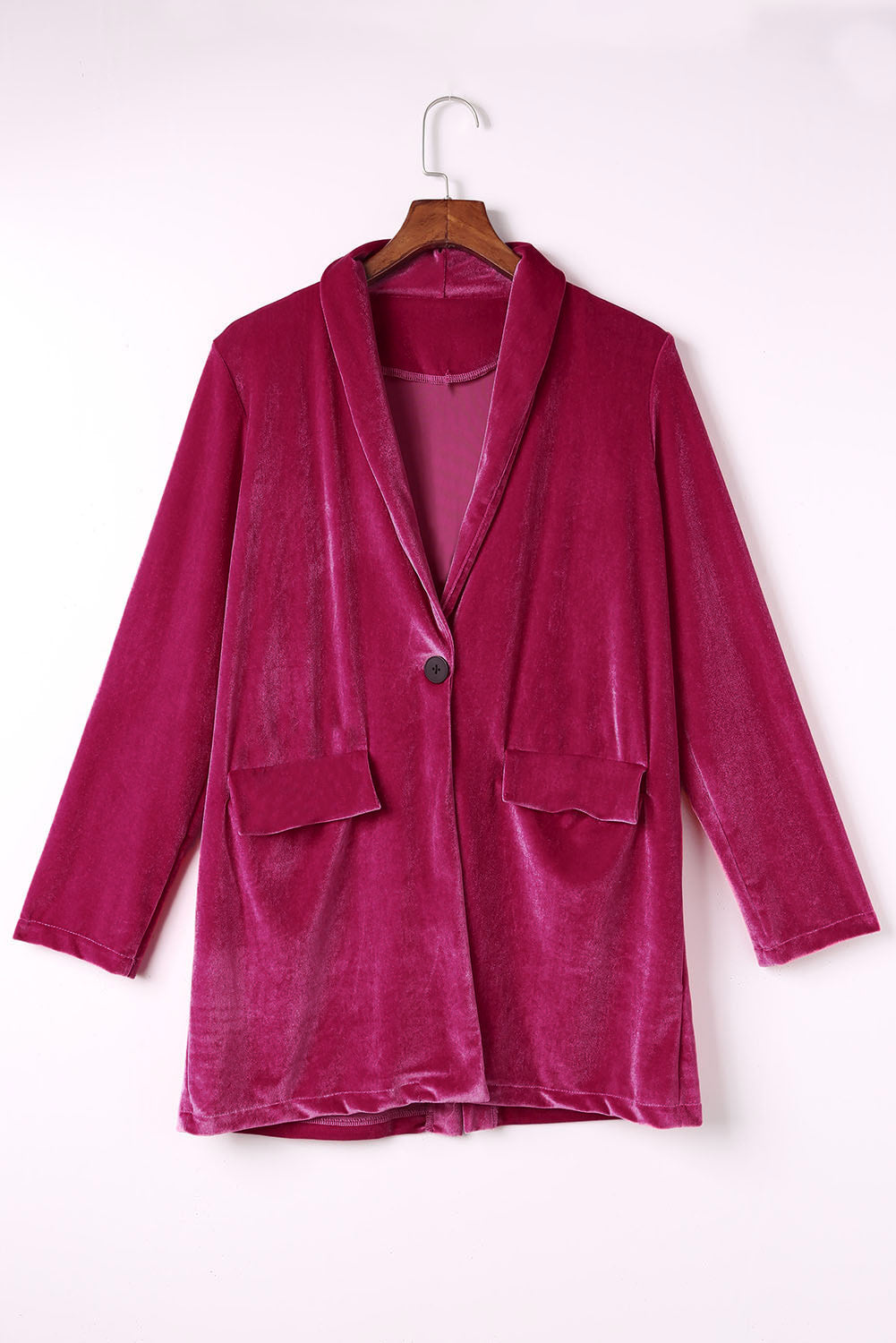 Rose Casual Pocketed Velvet Blazer