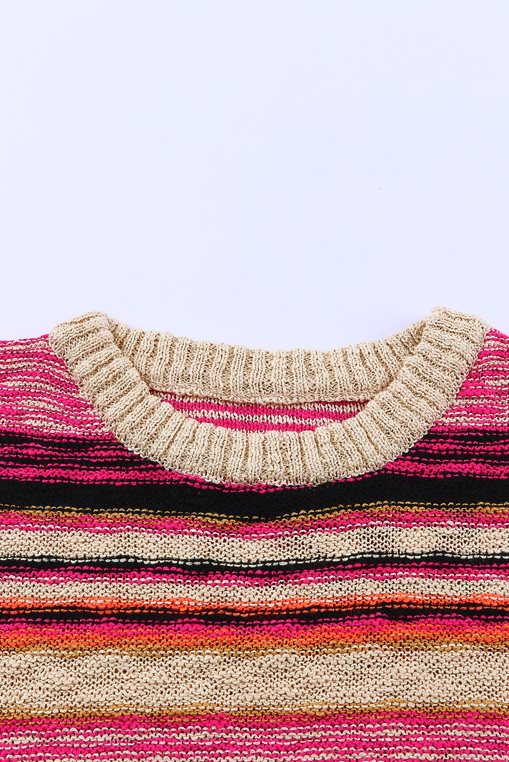 Striped Colorblock Drop Shoulder Knit Sweater