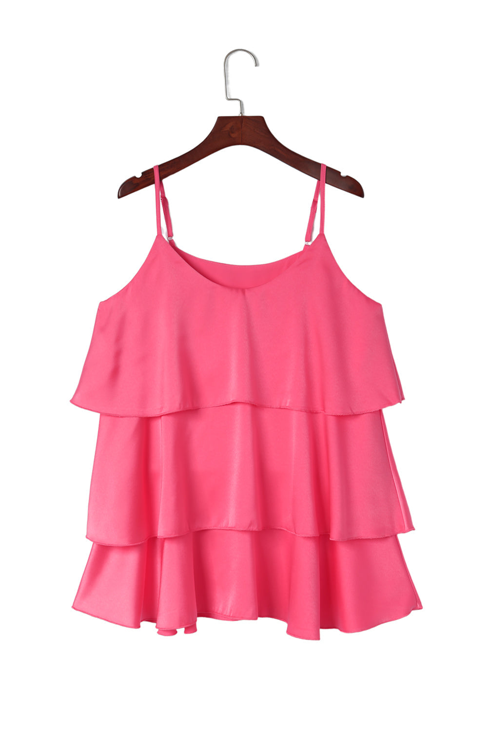 Rose Ruffle Tiered Spaghetti Strap Tank Top