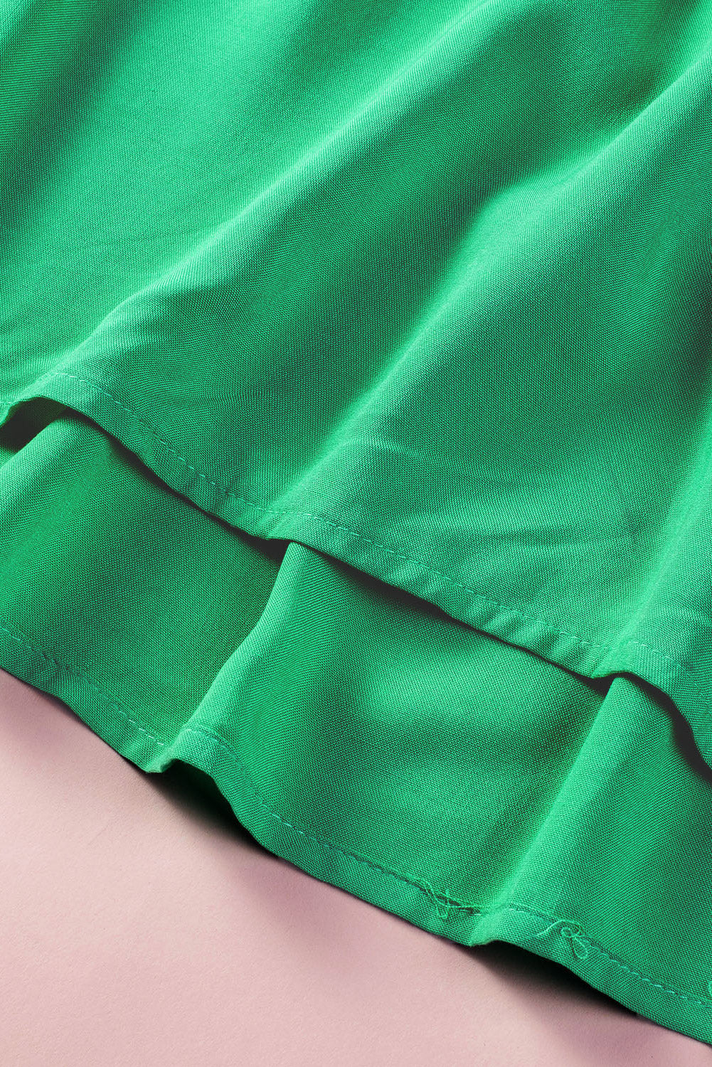 Green Notch V Neck Bubble Sleeve Tiered Maxi Dress