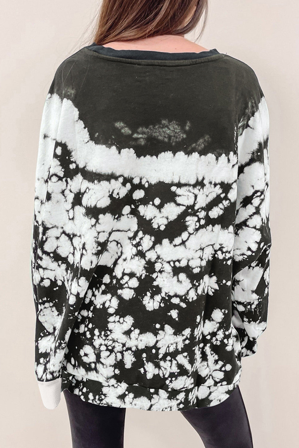 White Tie-Dye Drop Shoulder Pullover Sweatshirt