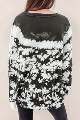 White Tie-Dye Drop Shoulder Pullover Sweatshirt