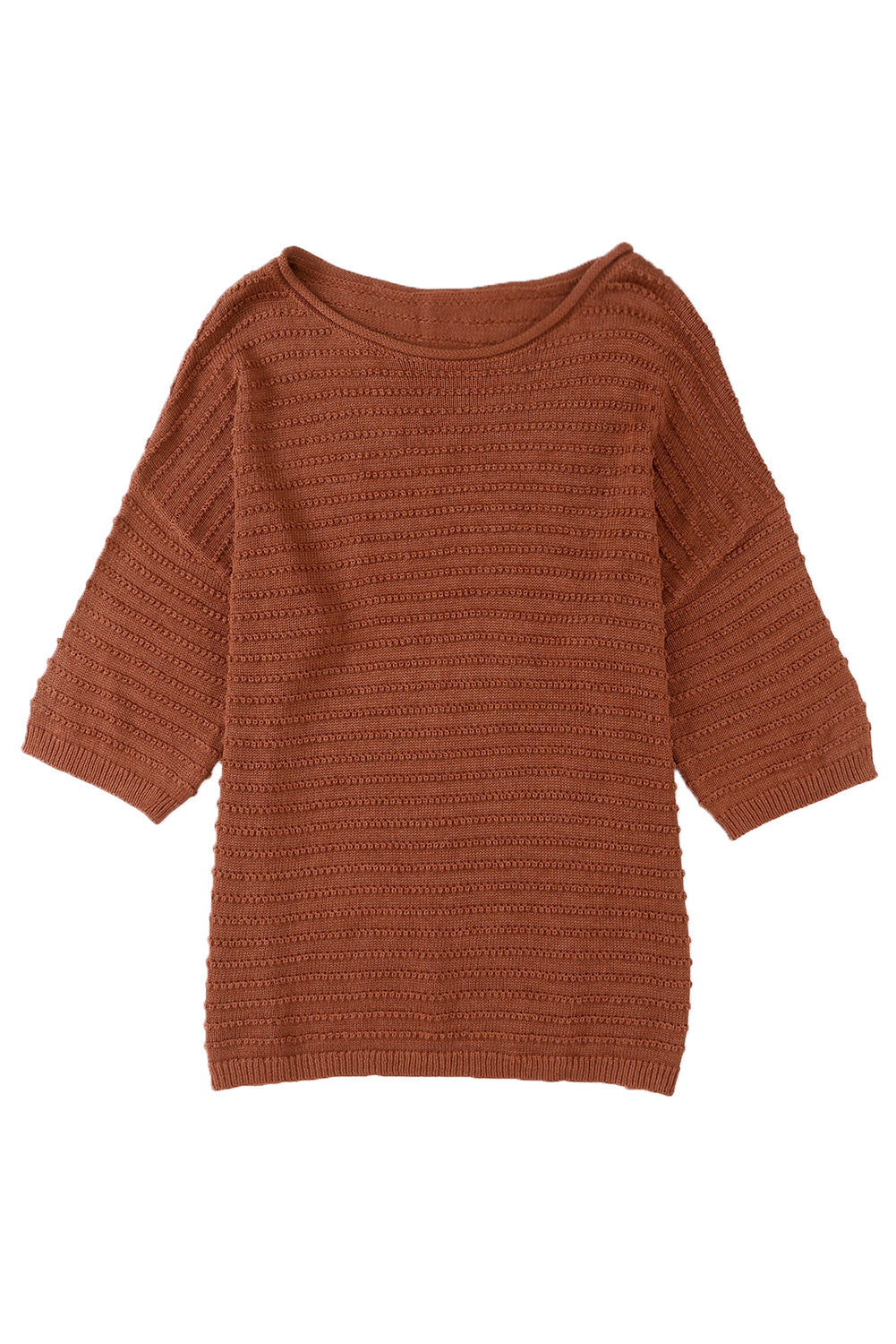 Apricot Textured Knit Drop Shoulder Tee