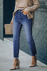 Blue High Waist Ankle-Length Skinny Jeans