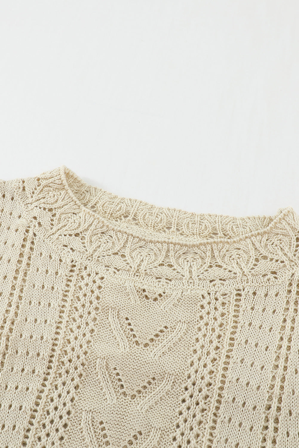 Blue Crochet Lace Pointelle Knit Sweater