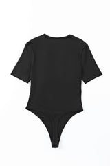 Black Short Sleeve High Cut Bodysuit