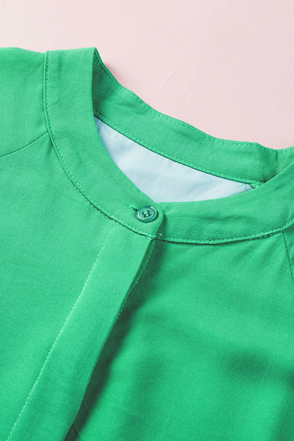 Green Notch V Neck Bubble Sleeve Tiered Maxi Dress