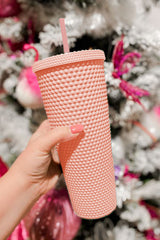 Pink Reusable Matte Plastic Tumbler Cup