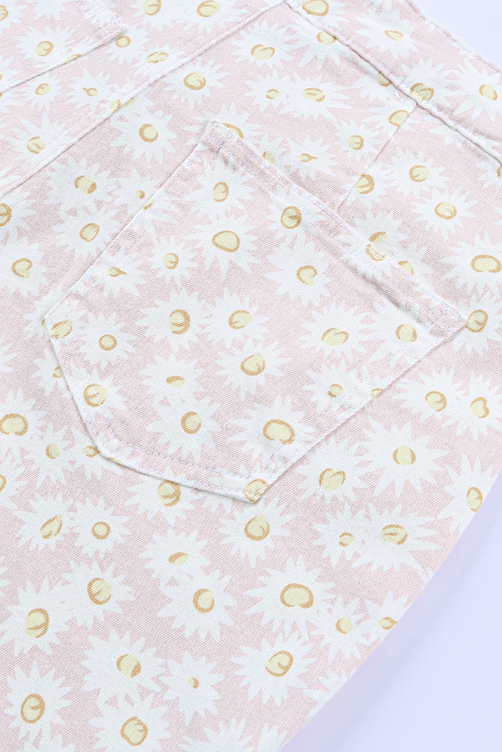 Pink Daisy Bell Bottom Flare Pants