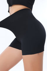 Black Textured Butt Lifting High Waist Yoga Shorts