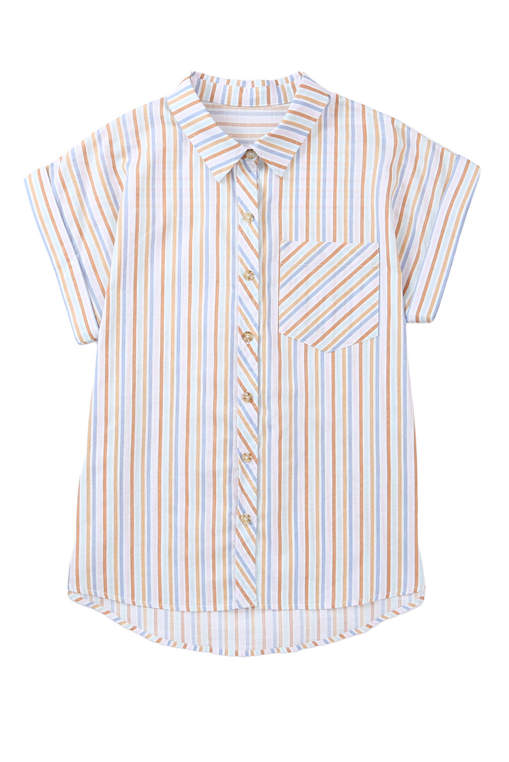 Multicolor Stripe Short Sleeve Button up Shirt