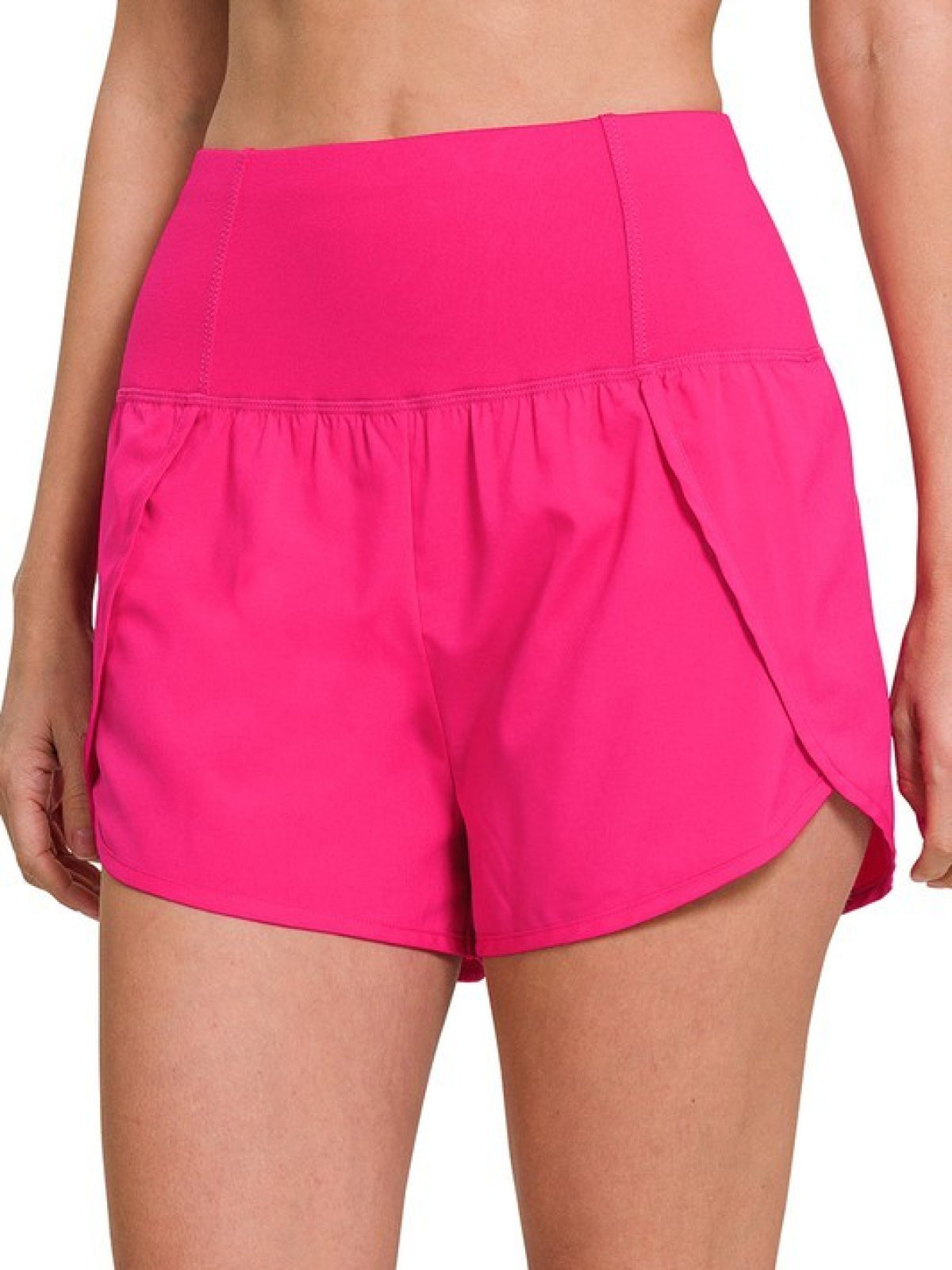 High Waisted Zippered Back Pocket Running Shorts