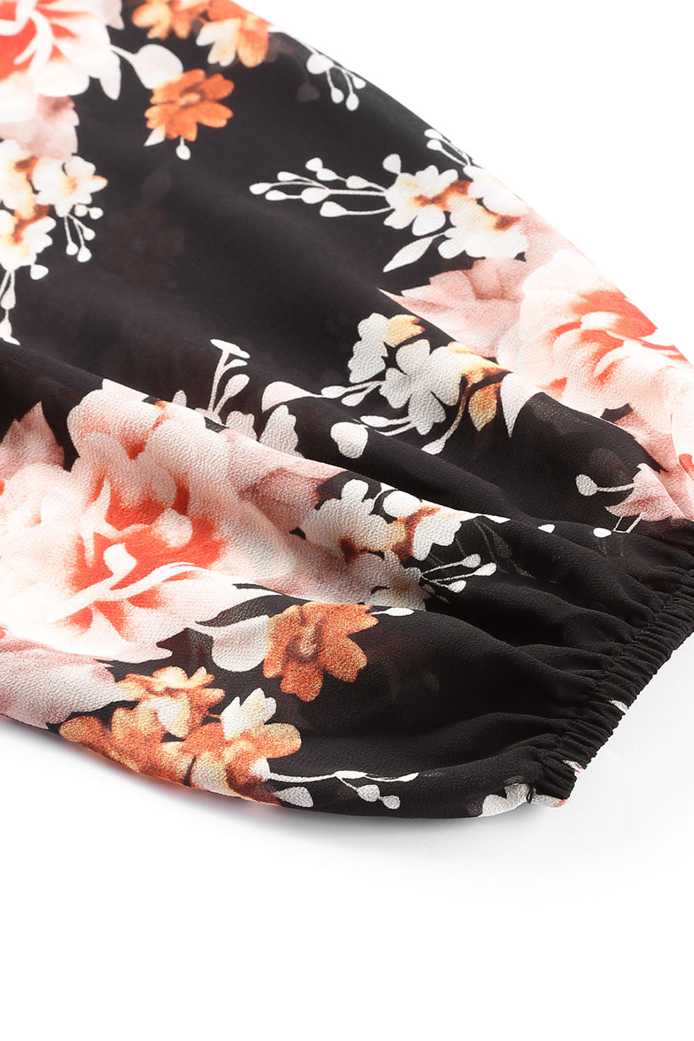 Black Floral Print Tie Back Mini Dress