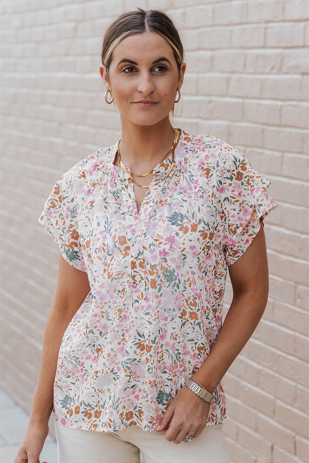 White Boho Floral Print Spaghetti Straps Tank Top