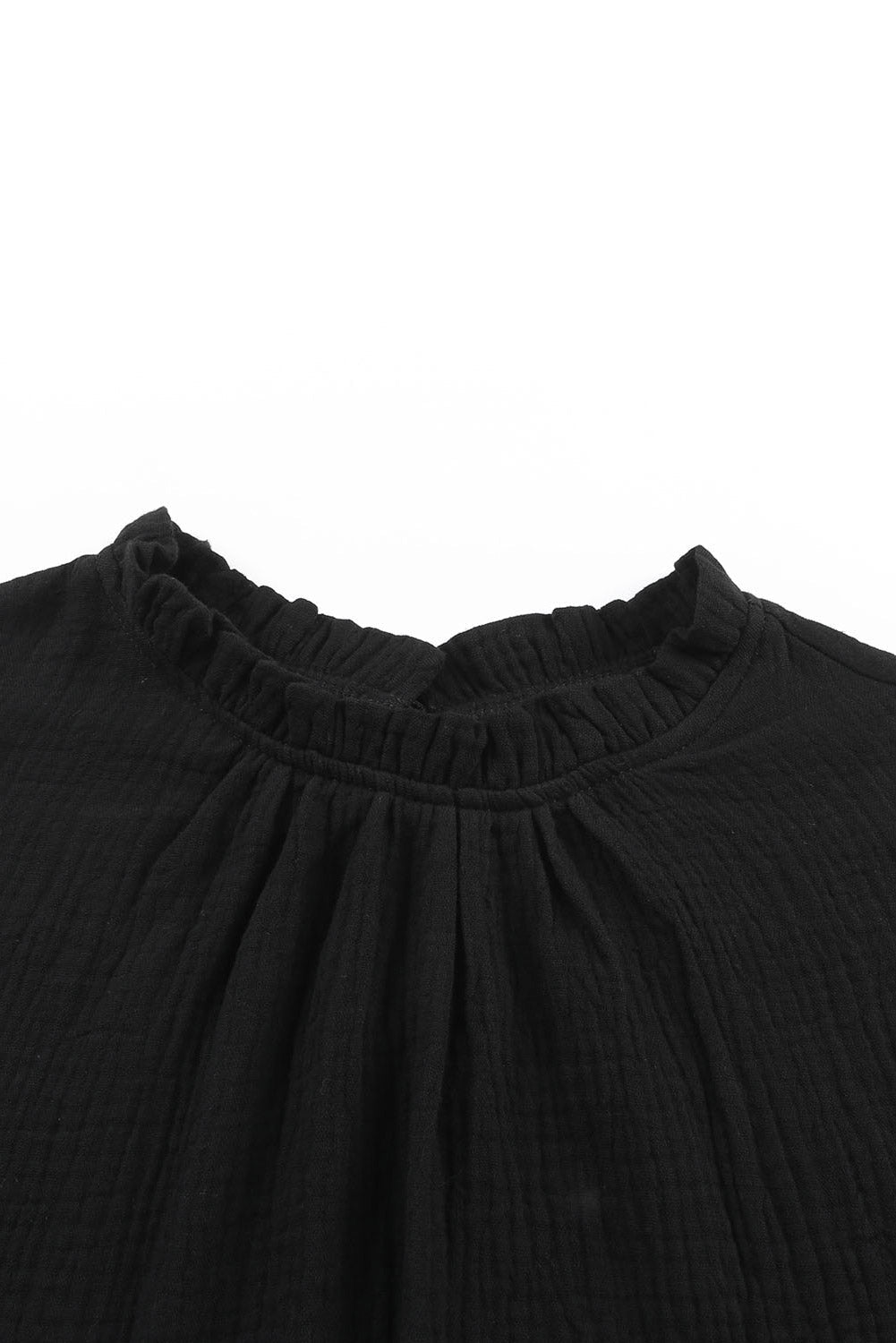 Rose Flutter Sleeve Frilled Neck Textured Blouse