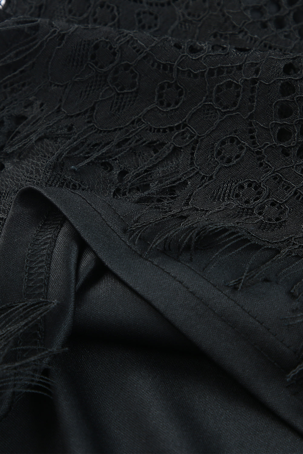 Black Off-shoulder Overlay Drop Sleeves Lace Dress