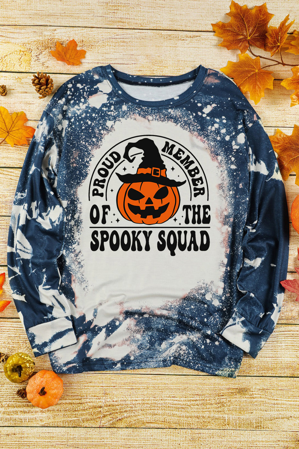 Multicolor Proud Member of The Spooky Squad Graphic Tie-dye Top