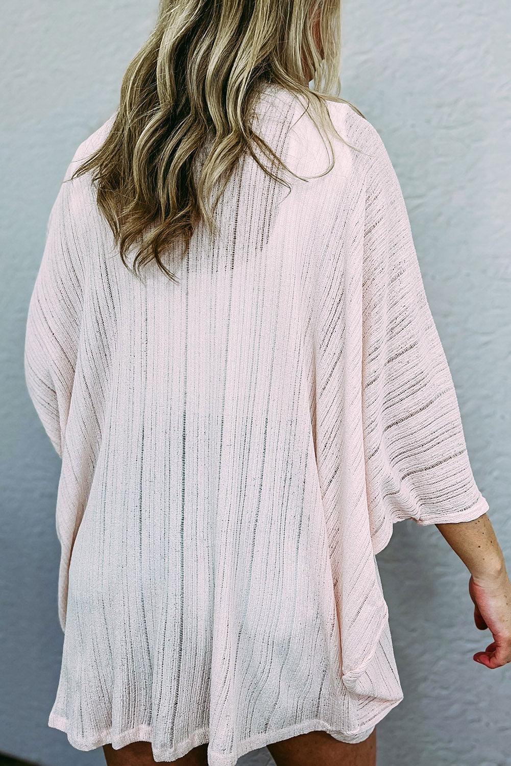 Black Pink Sheer Lightweight Knit Long Sleeve Cardigan