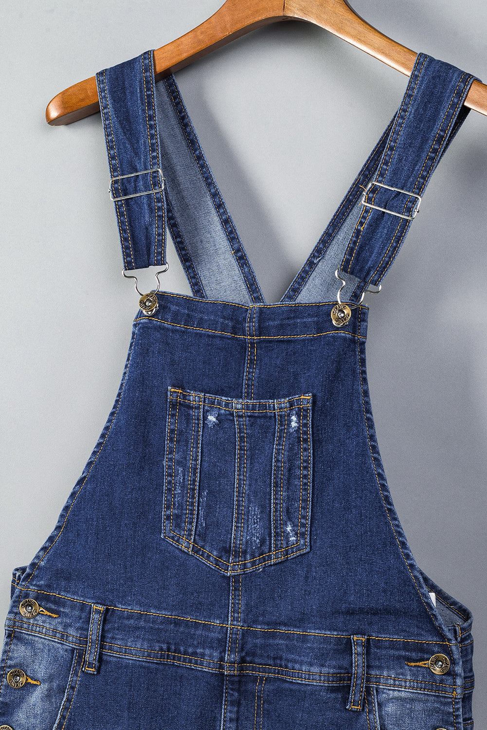 Black Distressed Bib Denim Overalls