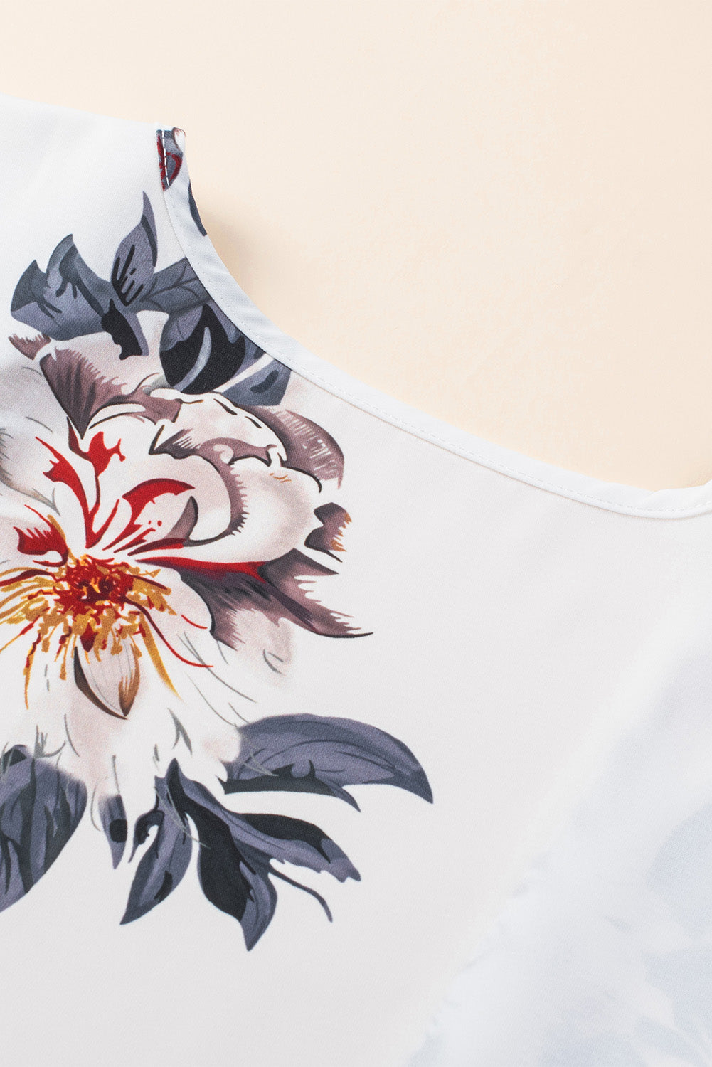 White Floral Print Summer Kimono