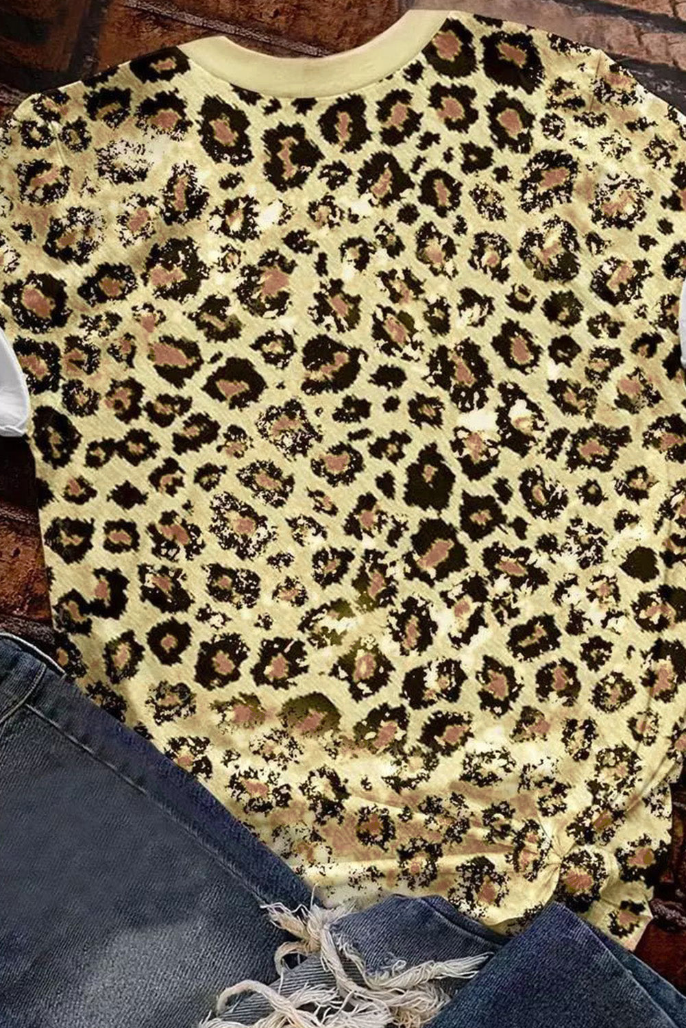 Leopard Leopard Bleached O-neck T Shirt