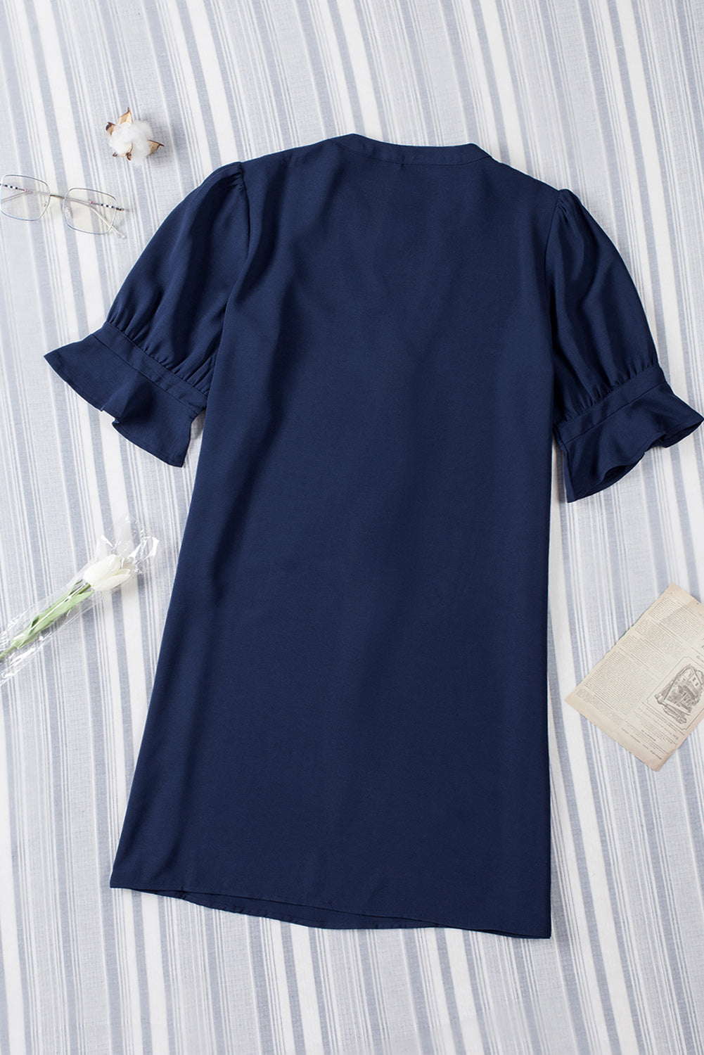 Black Ruffled Sleeve Shift Dress