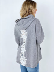 Floral Lace Detail Pullover Hoodie