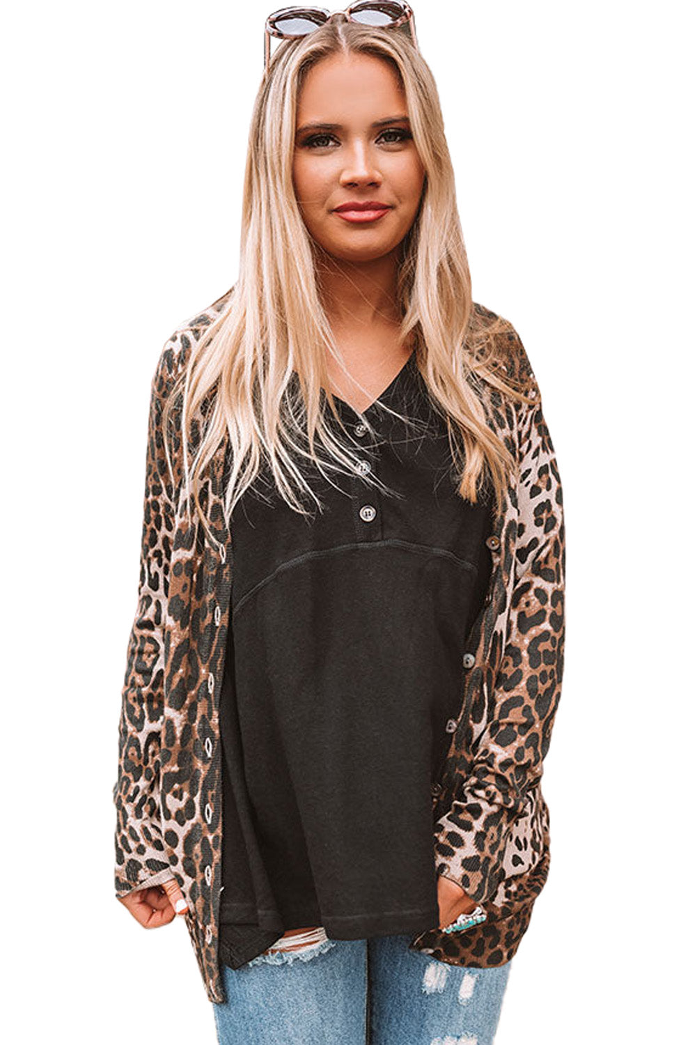 Leopard Long Sleeve Buttoned Front Cardigan