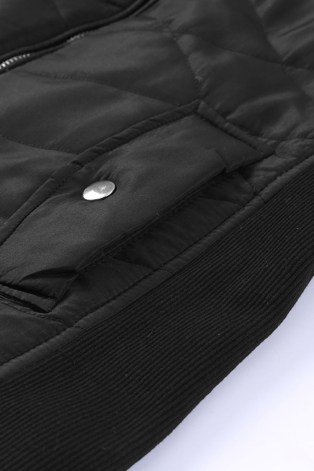 Black Zip-up Side Pockets Puffer Vest