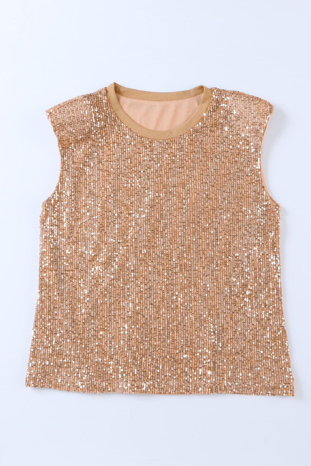 Black Apricot Sequin Round Neck Tank Top