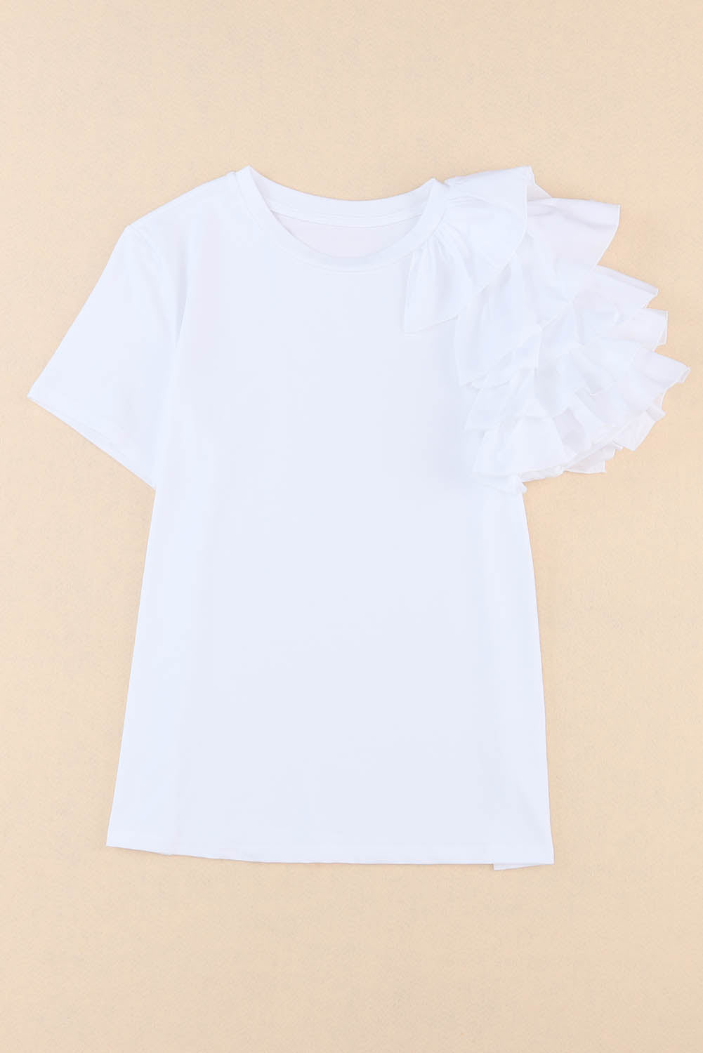 White Asymmetric Cascading Sleeve Tee