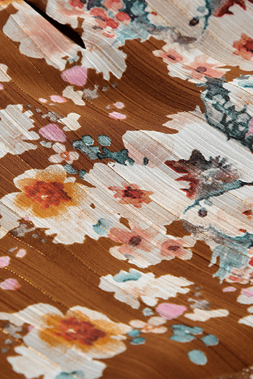 Brown Tiered Ruffle Floral Dress