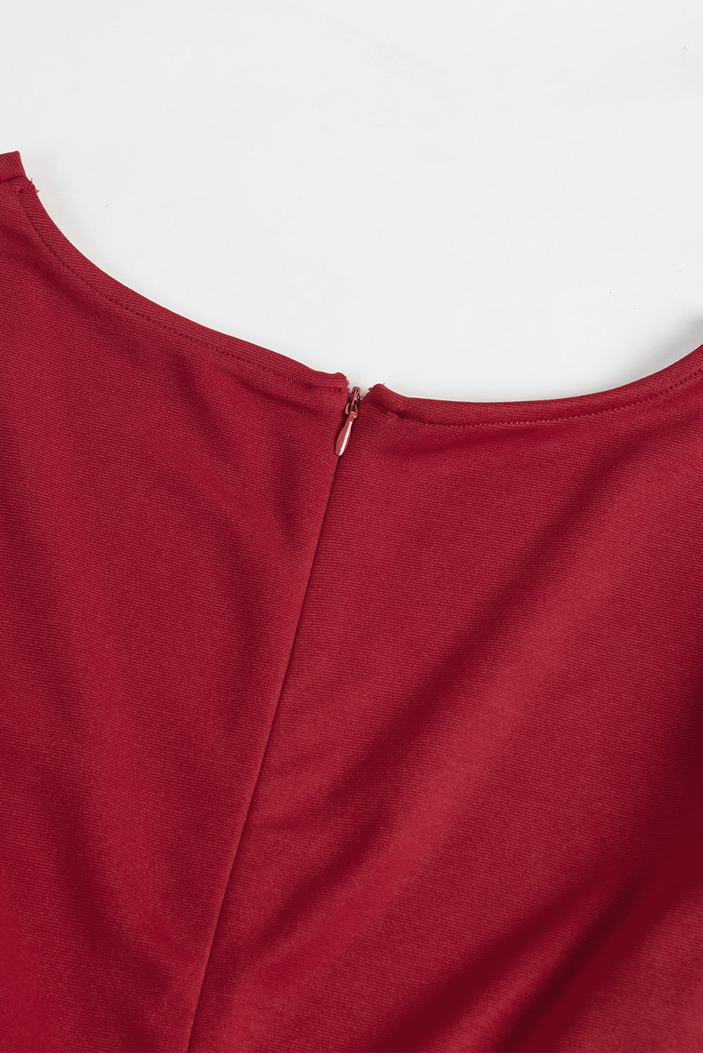 Red Black Long Sleeve V Neck Twist Front Slit Long Dress
