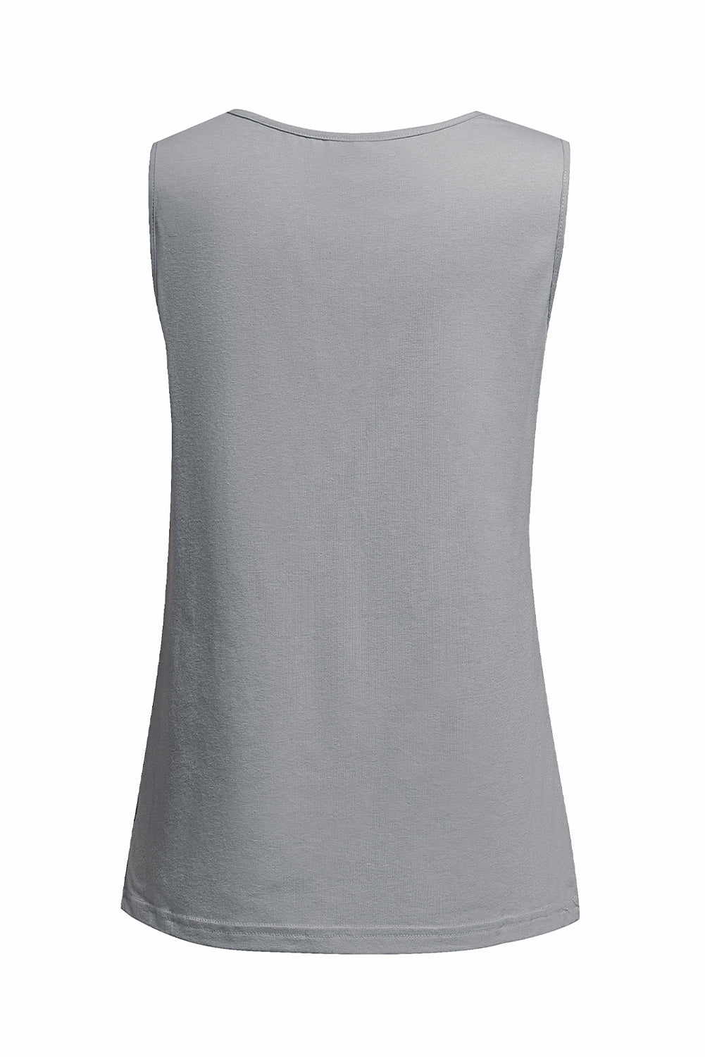 Gray Solid Slim-fit V Neck Tank Top