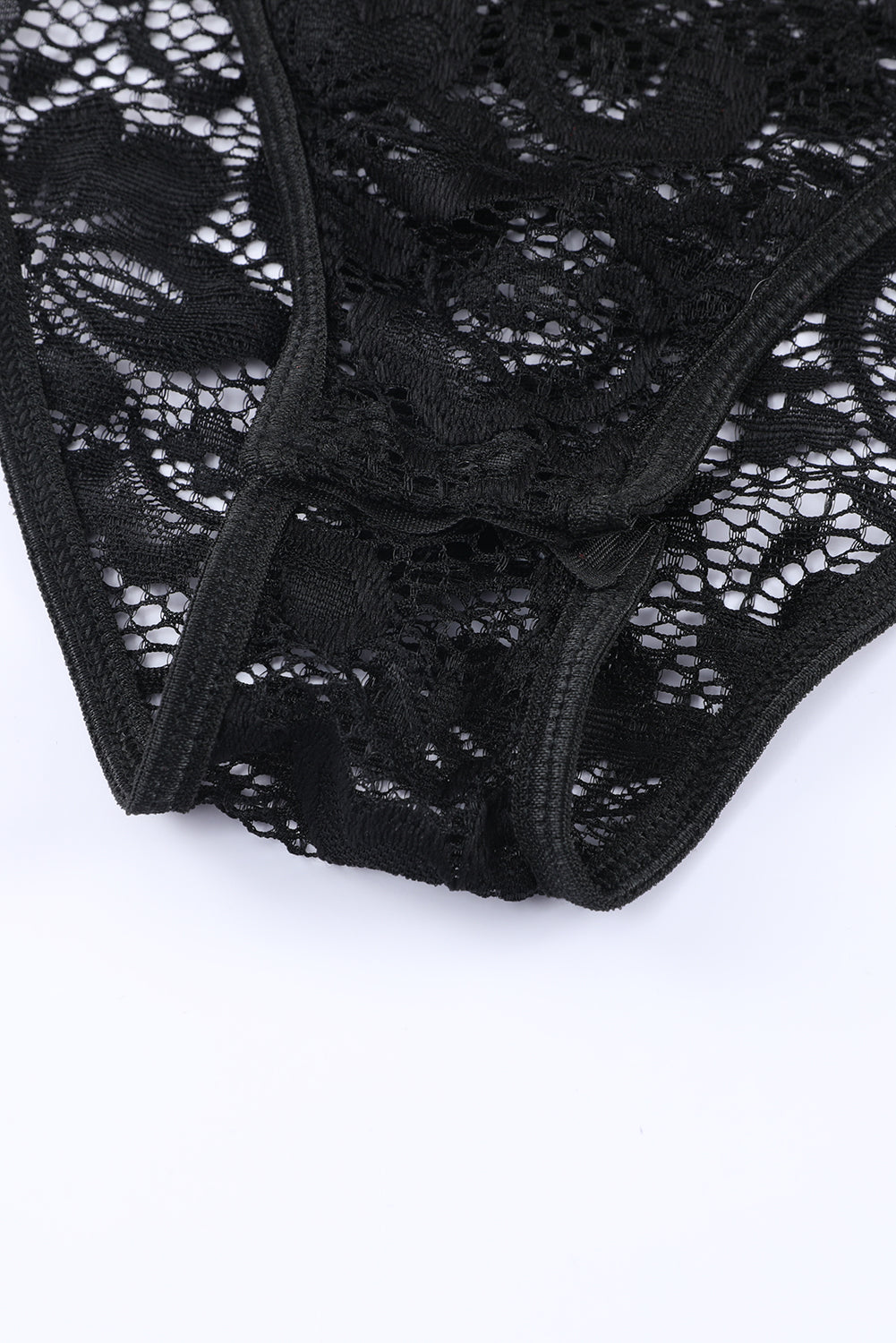 Black Floral Lace Scalloped Square Neck Bodysuit