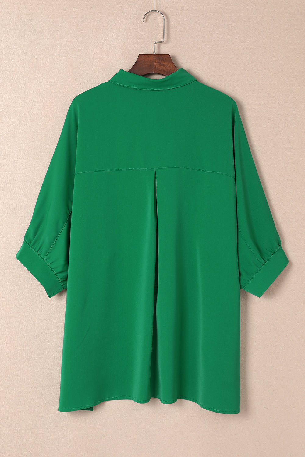 Green 3/4 Puff Sleeve Oversize Shirt