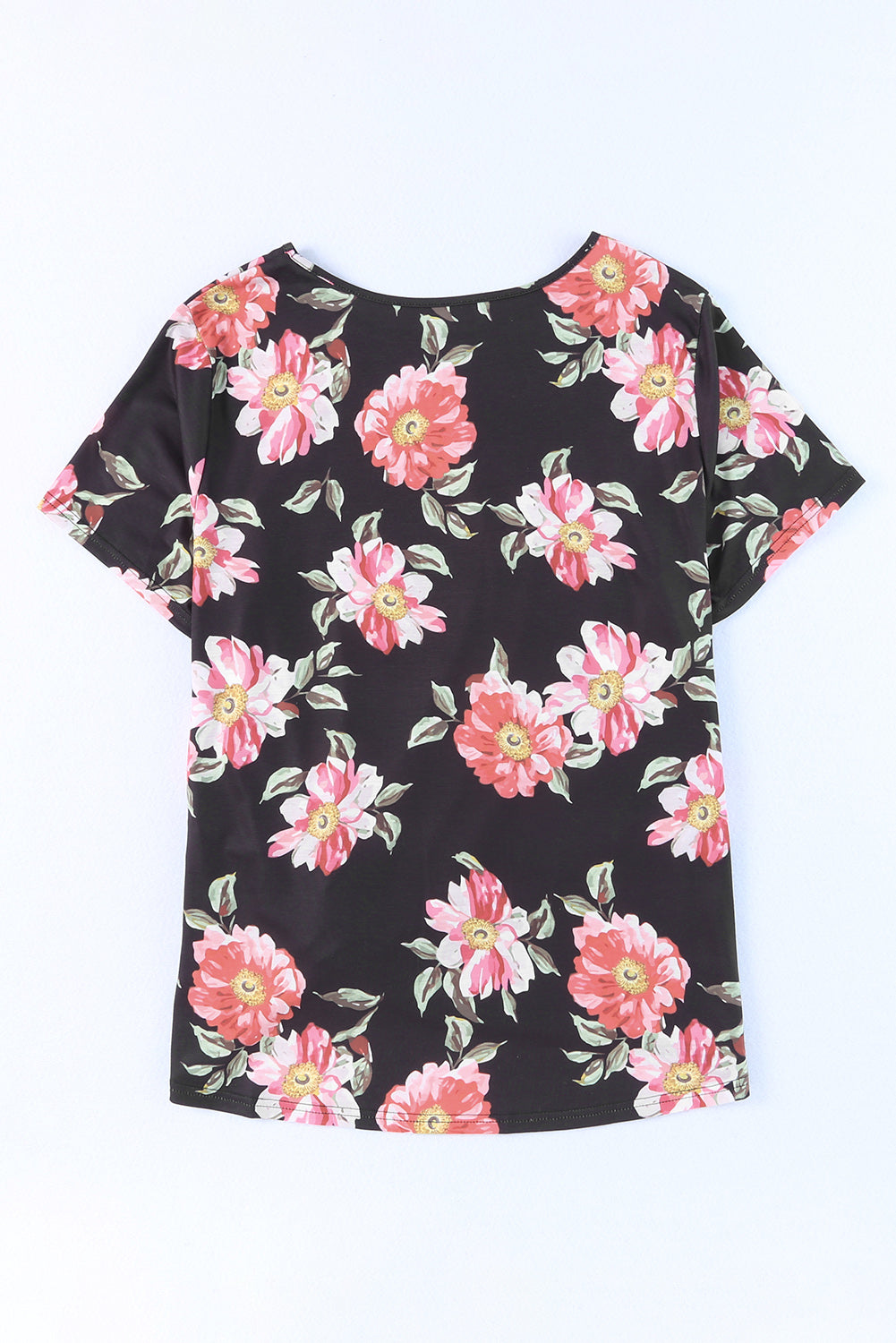 Black Plus Size Floral Print Twist Knot Top