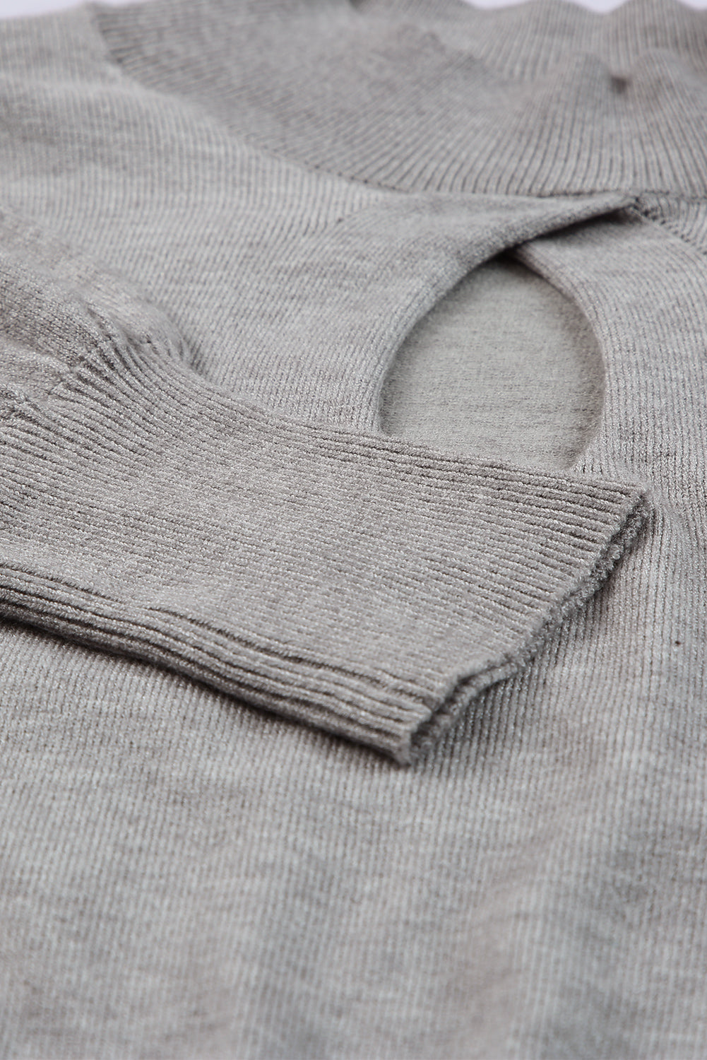 Gray Mock Neck Keyhole Sweater