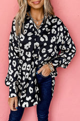 Black Leopard Print Tunic Shirt