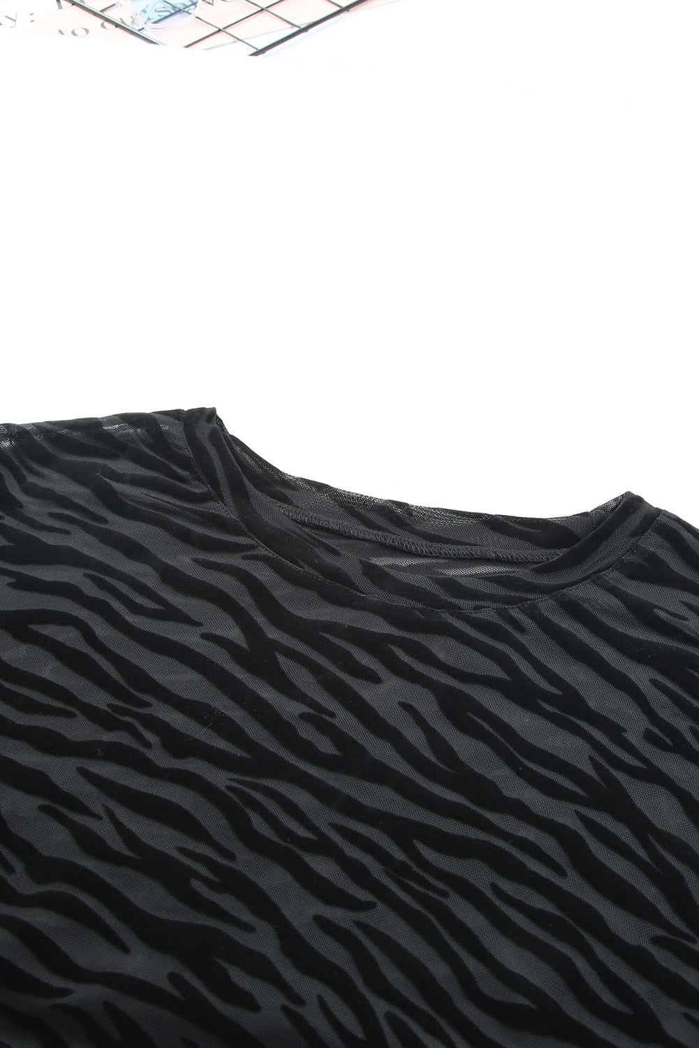 Black Zebra Print Drop Shoulder Long Sleeve Top