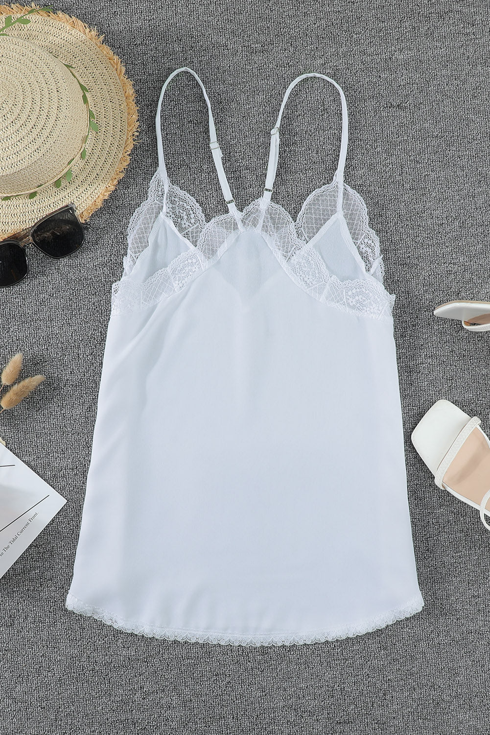 White Delicate Balance Lace Cami Tank