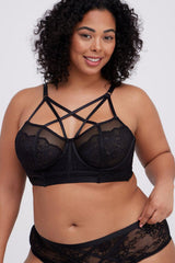 Black Plus Size Lace Criss Cross Strappy Bralette