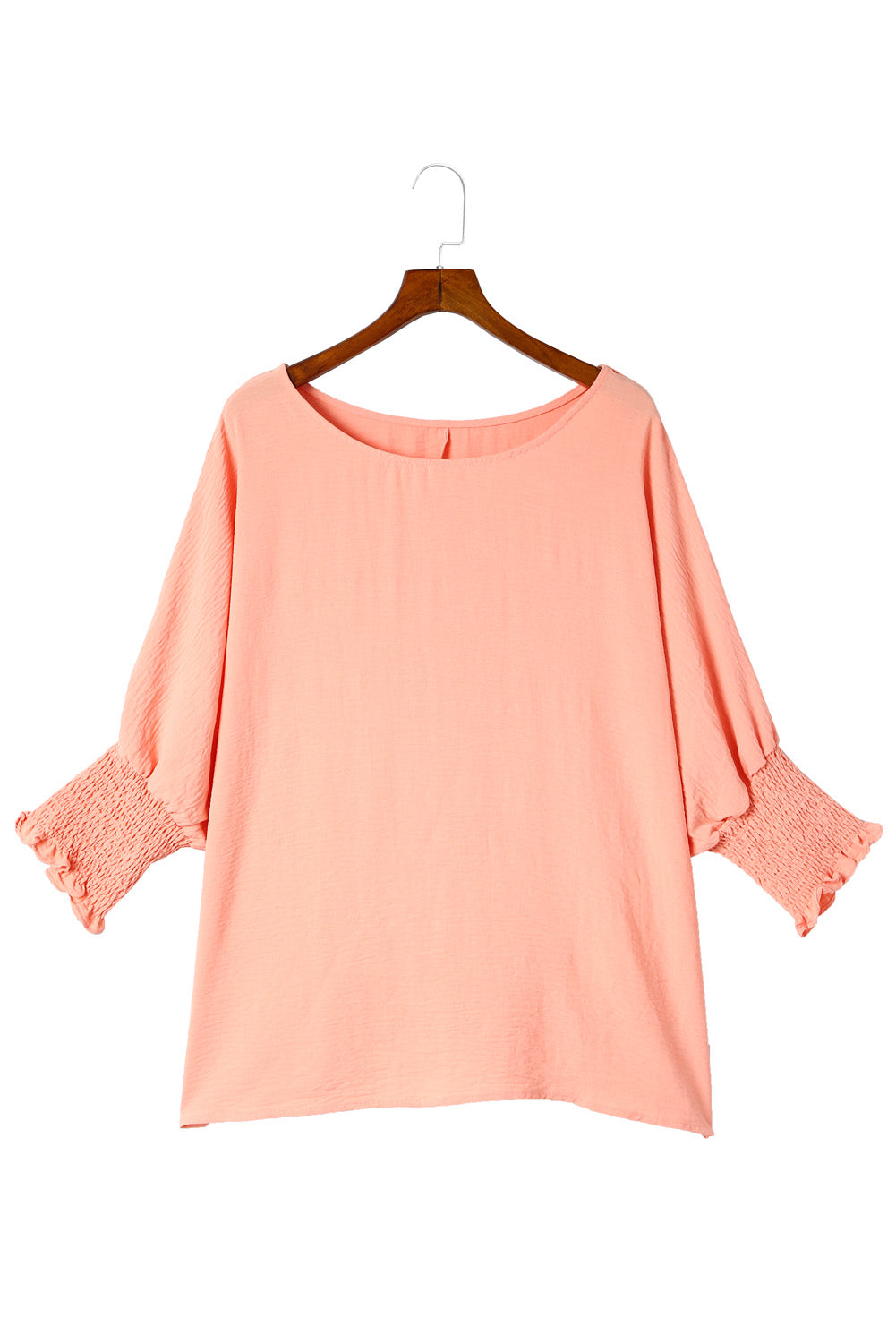 Pink Plus Size Shirred Cuffs Shift Loose Top