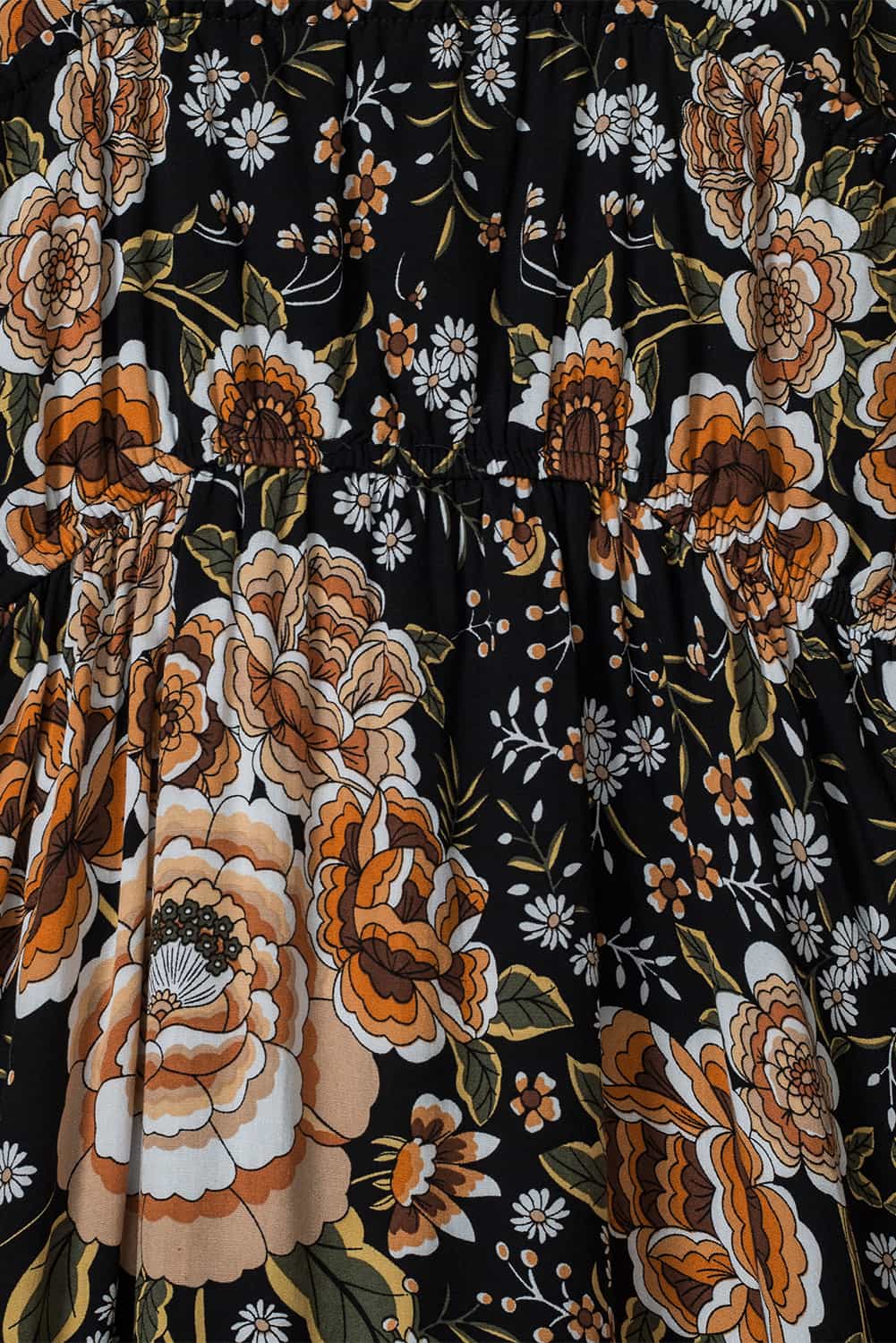 Black Retro Boho Floral Tassel Tie Maxi Dress