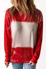 Red Retro Bleached Leopard Spot Pullover