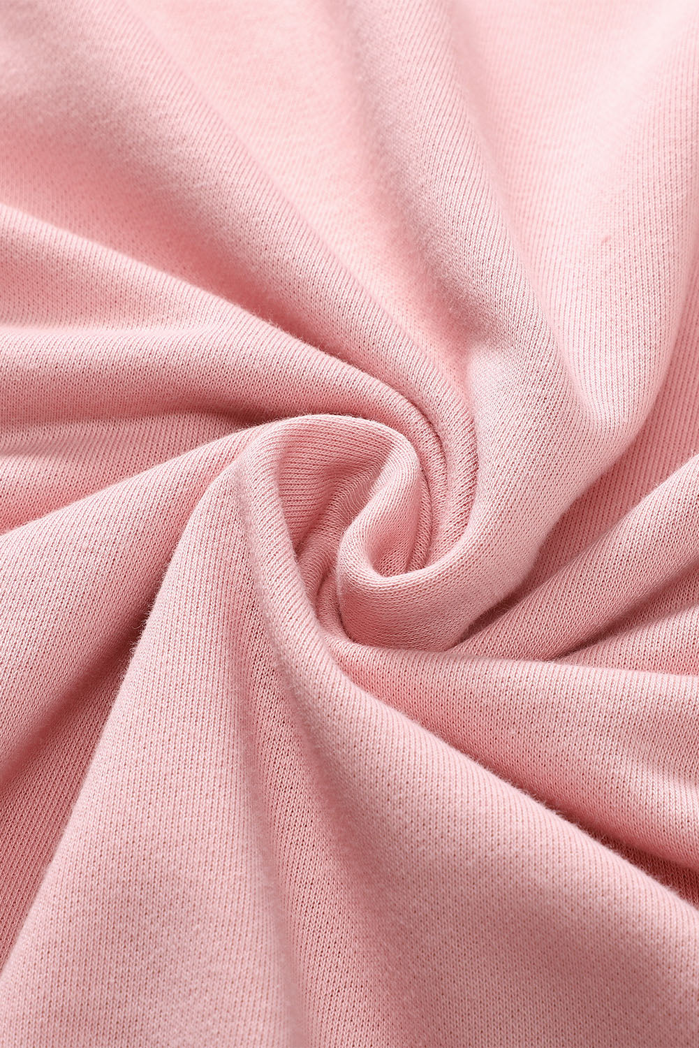 Pink Frayed Trim Side Slit Loose Sweatshirt