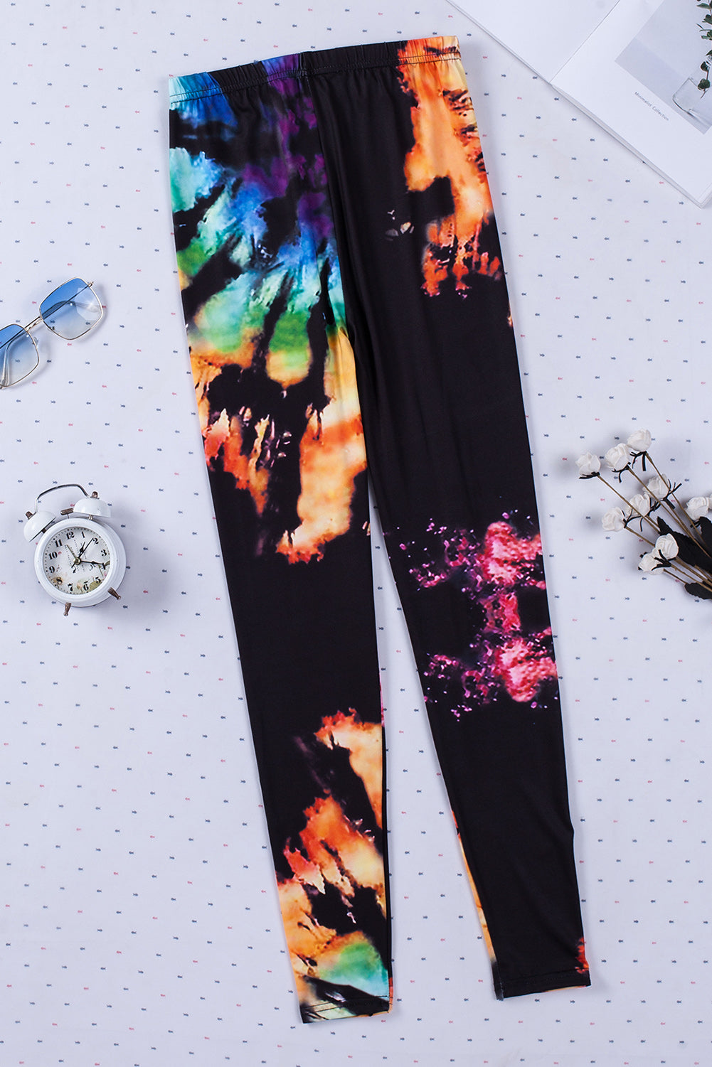 Multicolor Tie Dye Hollow Out Fitness Activewear Leggings