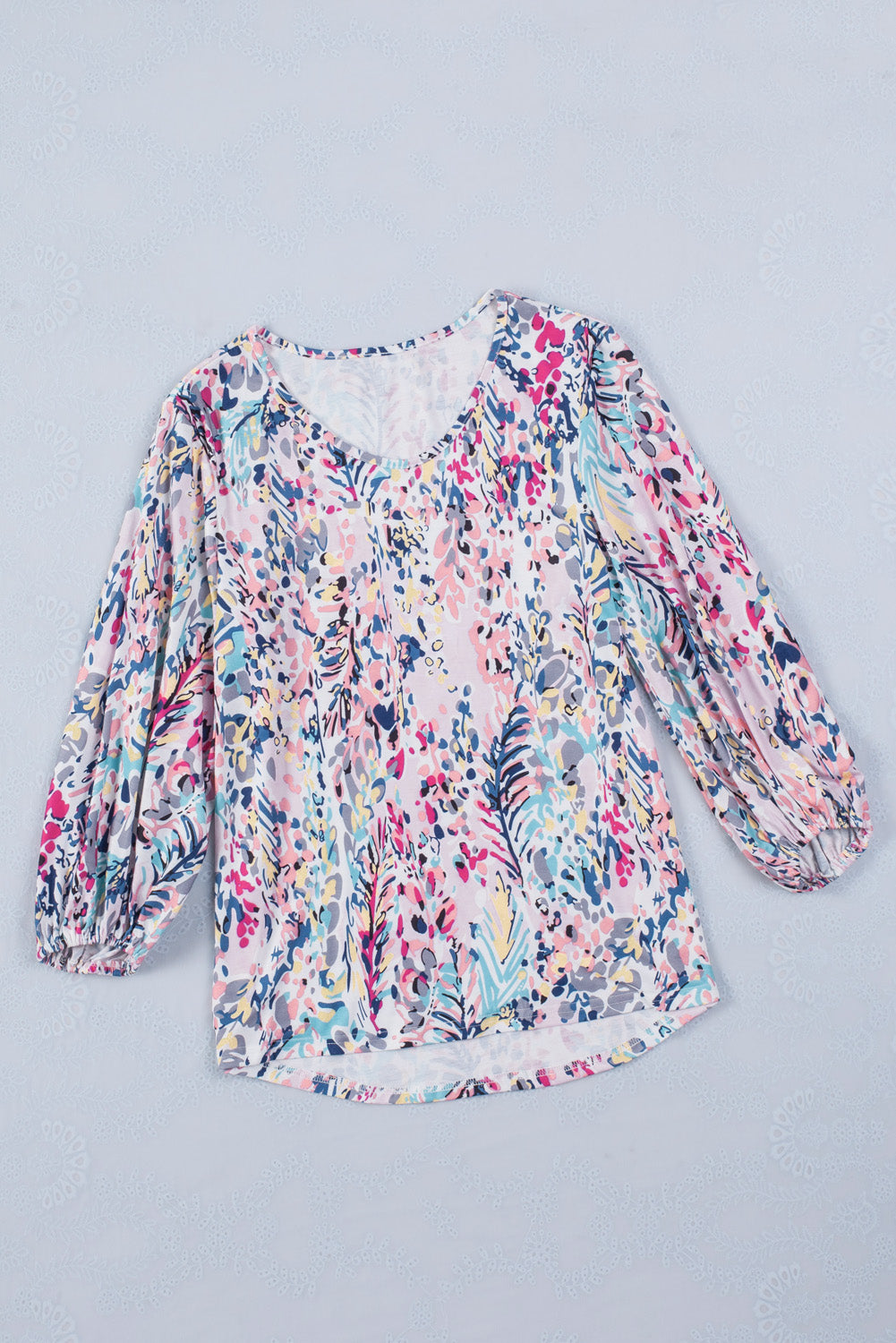 Pink Floral Print Ruffle Sleeve Babydoll Top