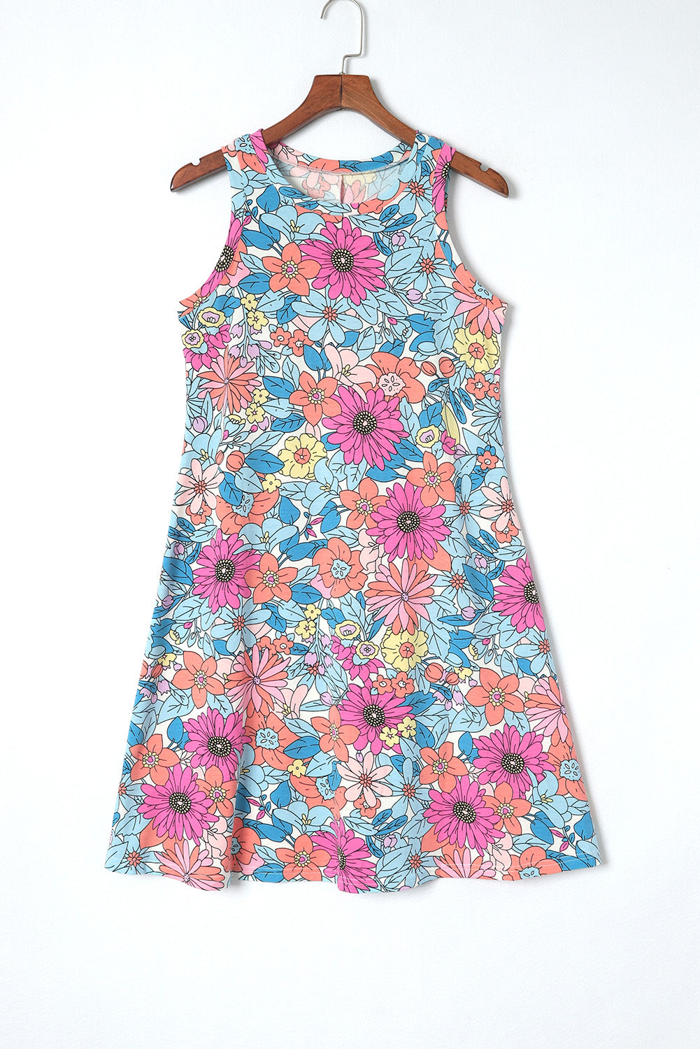 Multicolor Floral Print Smocked Tank Top