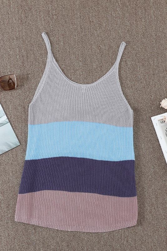 Blue Knitted Cami Tank Top